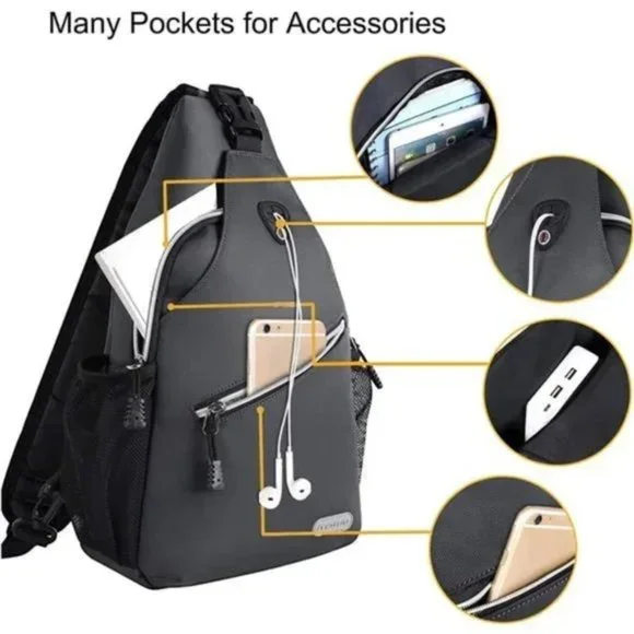 Multipurpose Crossbody Shoulder Bag Travel Space Gray - Picture 4 of 7